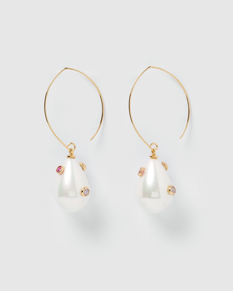 Miz Casa & Co Carole Embellished Enamel Earrings White