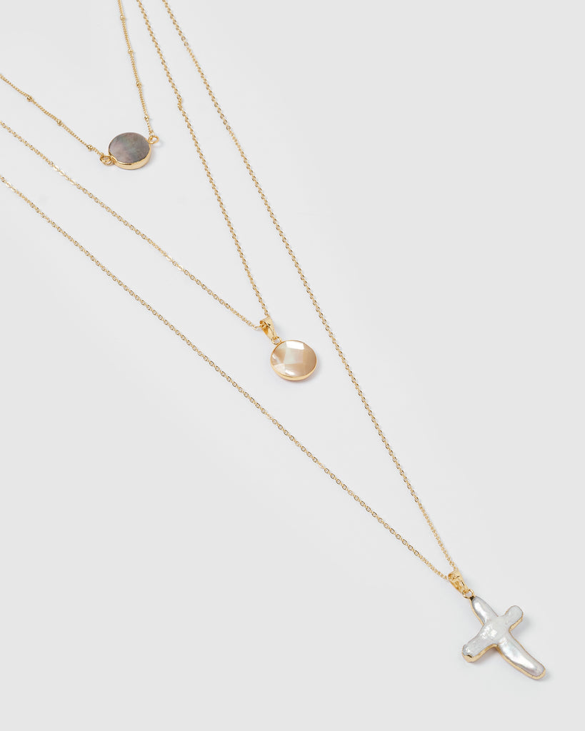 Miz Casa & Co Ceta 3 Layer Pearlescent Tier Necklace