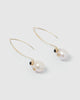 Miz Casa & Co Charlie Drop Pearl Embellished Earrings Black Gold
