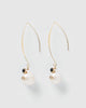 Miz Casa & Co Charlie Drop Pearl Embellished Earrings Black Gold
