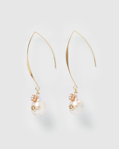 Miz Casa & Co Charlie Drop Pearl Embellished Earrings Pearl