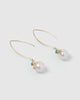Miz Casa & Co Charlie Drop Pearl Embellished Earrings Turquoise Gold