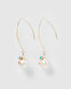 Miz Casa & Co Charlie Drop Pearl Embellished Earrings Turquoise Gold