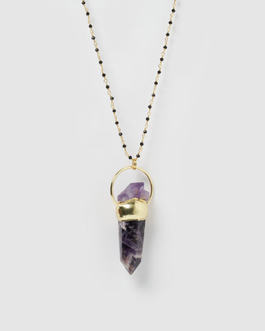 Miz Casa & Co Solitaire Pendant Necklace Amethyst Gold