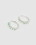Miz Casa & Co Devine Wire Hoop Earrings Silver Green