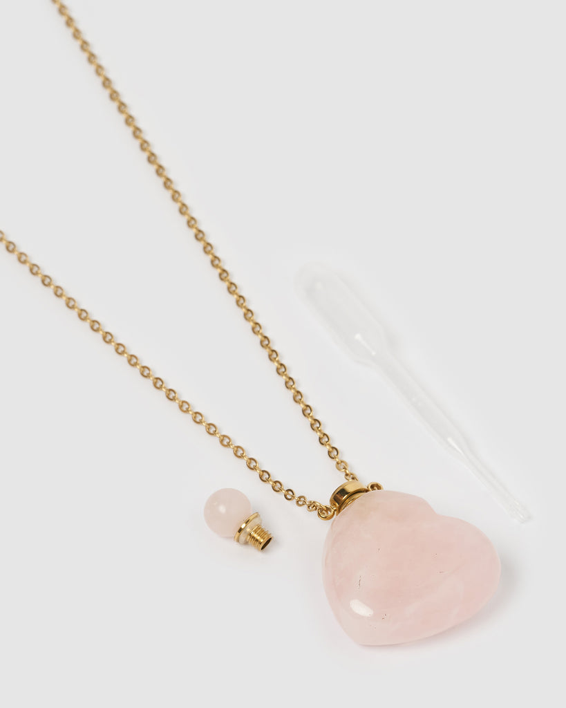 Miz Casa & Co Delilah Necklace Perfume Bottle Rose Quartz