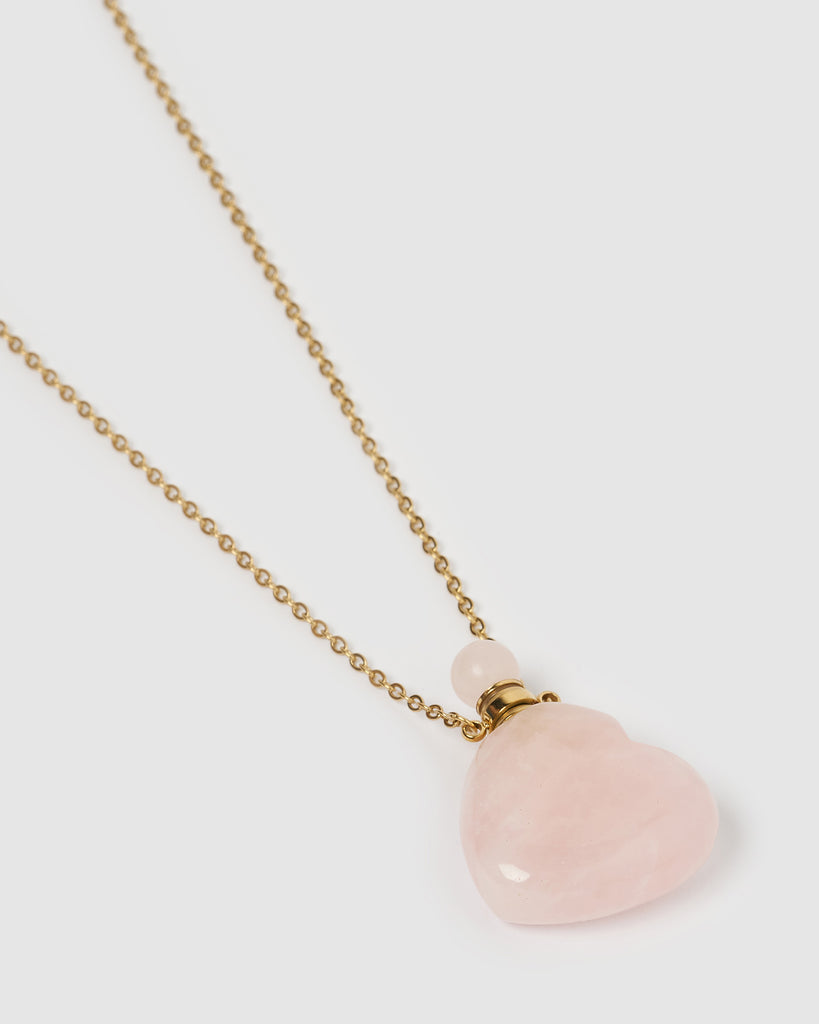 Miz Casa & Co Delilah Necklace Perfume Bottle Rose Quartz
