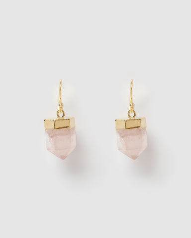 Miz Casa & Co Sea Petal Earrings Rose Quartz Gold