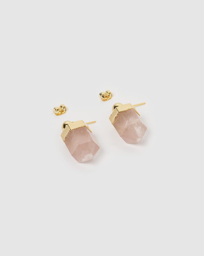Miz Casa & Co Carmen Stud Earrings Rose Quartz