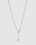 Miz Casa & Co Ebony Necklace Gold Clear Quartz