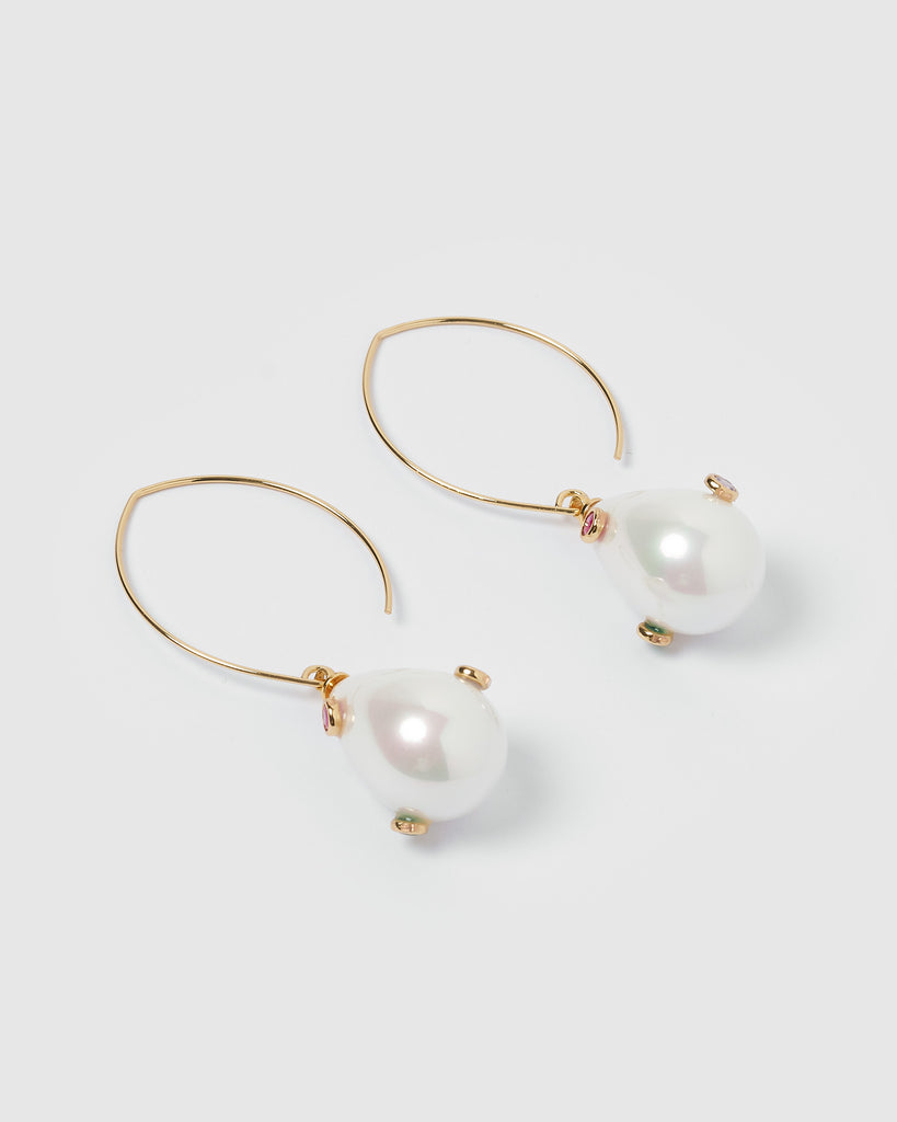 Miz Casa & Co Carole Embellished Enamel Earrings White