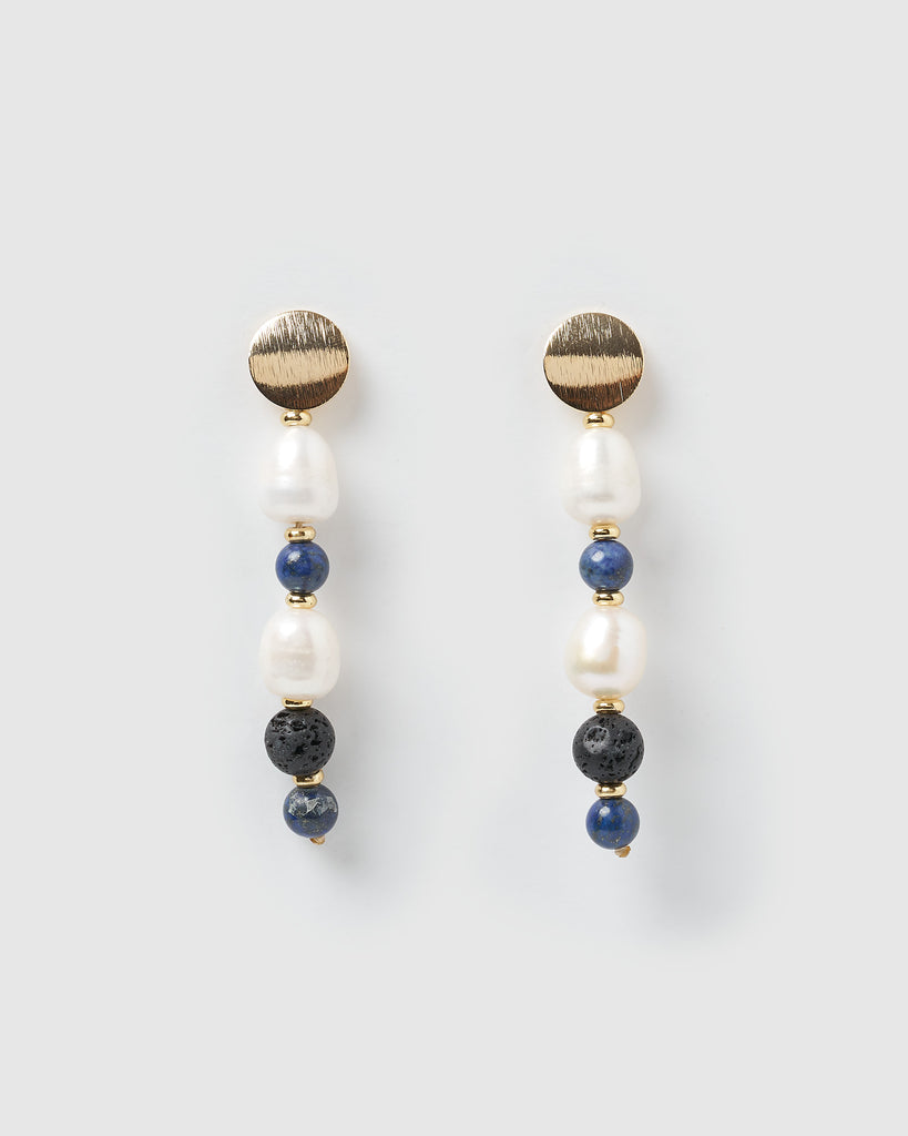 Miz Casa & Co Emery Drop Earrings Blue Freshwater Pearl