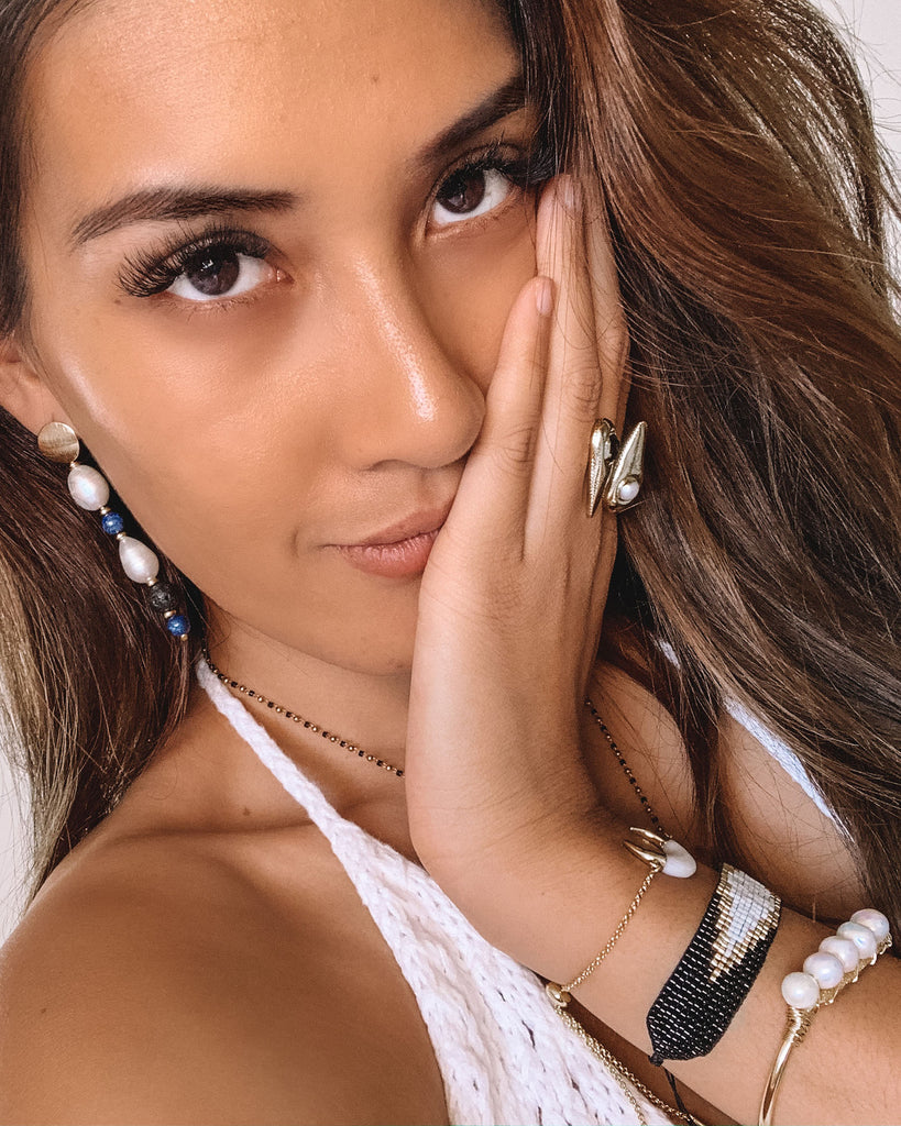 Miz Casa & Co Emery Drop Earrings Blue Freshwater Pearl