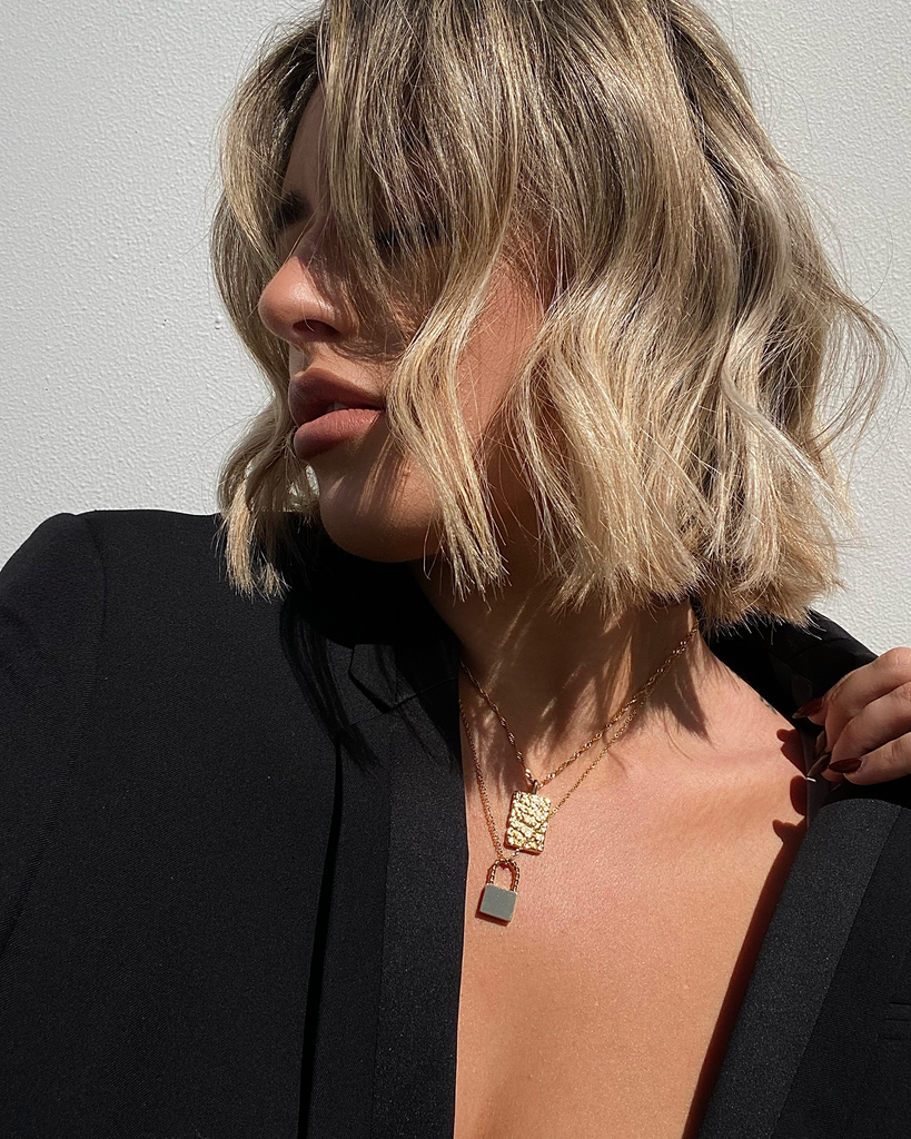 Miz Casa & Co Riley Lock Necklace Gold