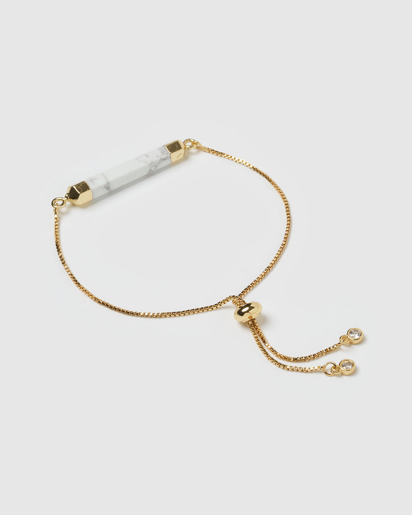 Miz Casa & Co Faceted Stone Bracelet White Marble