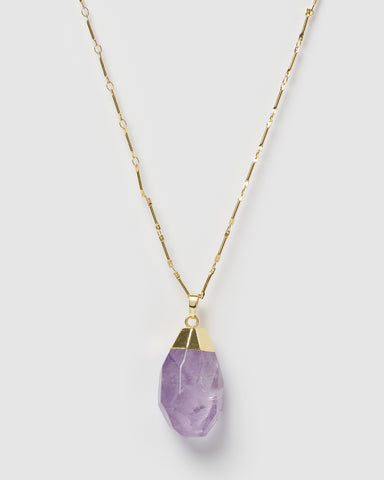 Miz Casa & Co Solitaire Pendant Necklace Amethyst Gold