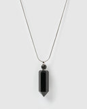 Miz Casa & Co Gemma Stone Perfume Bottle Necklace Silver Black Onyx