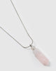 Miz Casa & Co Gemma Stone Perfume Bottle Necklace Silver Rose Quartz