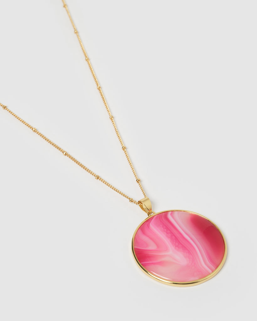 Miz Casa & Co Giada Necklace Gold Magenta