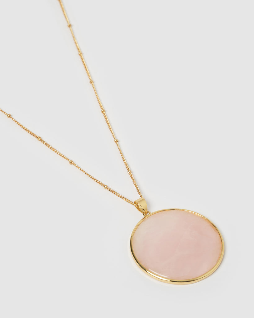 Miz Casa & Co Giada Necklace Gold Rose Quartz