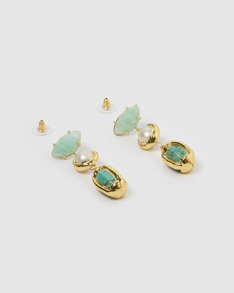 Miz Casa & Co Harper Earrings Jade Pearl Gold