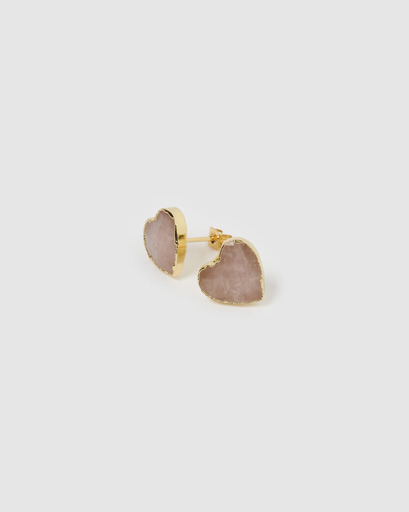 Miz Casa & Co Hart Stud Earrings Rose Quartz