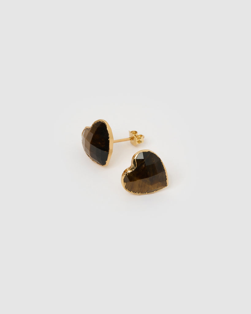 Miz Casa & Co Hart Stud Earrings Tiger's Eye