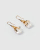 Miz Casa & Co Heiress Pearl Drop Earrings Gold Black
