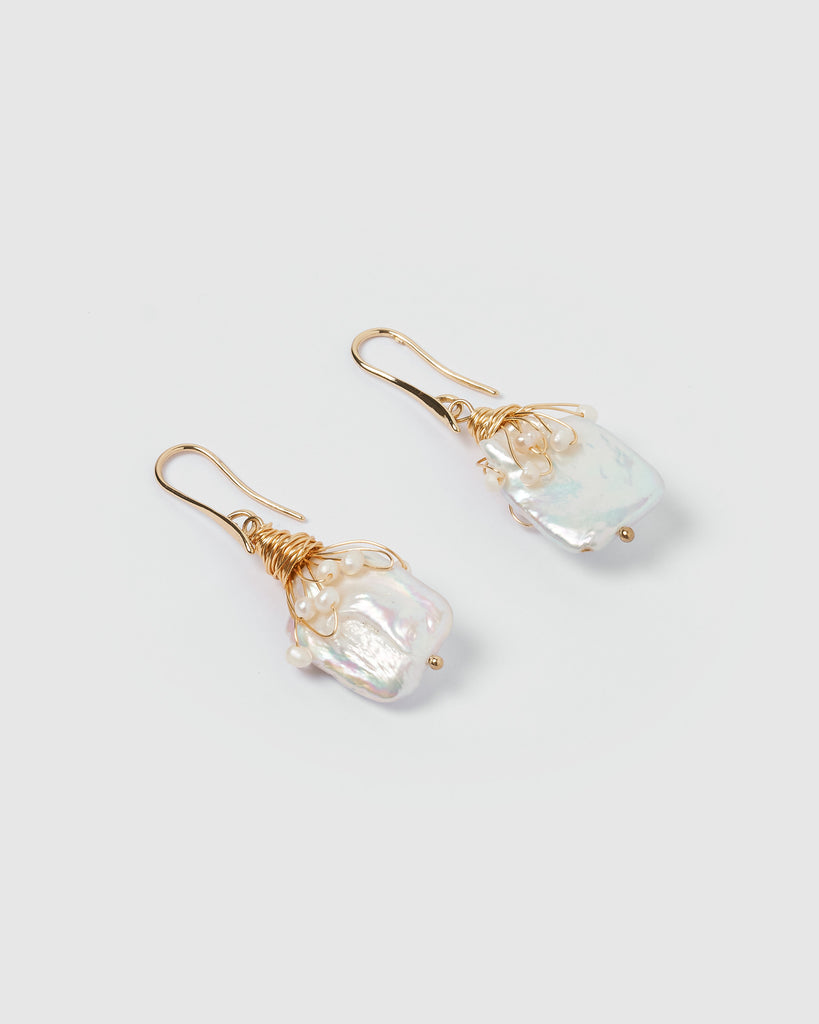 Miz Casa & Co Heiress Pearl Drop Earrings Gold Pearl