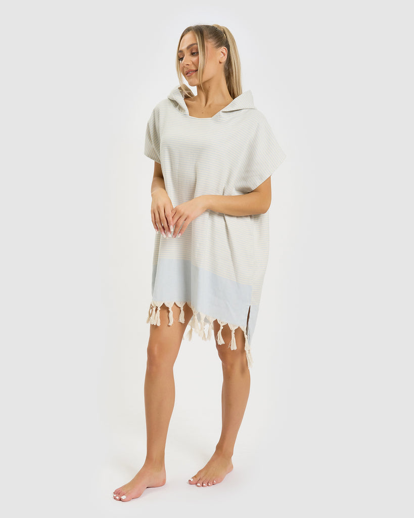 Miz Casa & Co Bondi Turkish Beach Poncho Blue Stripe