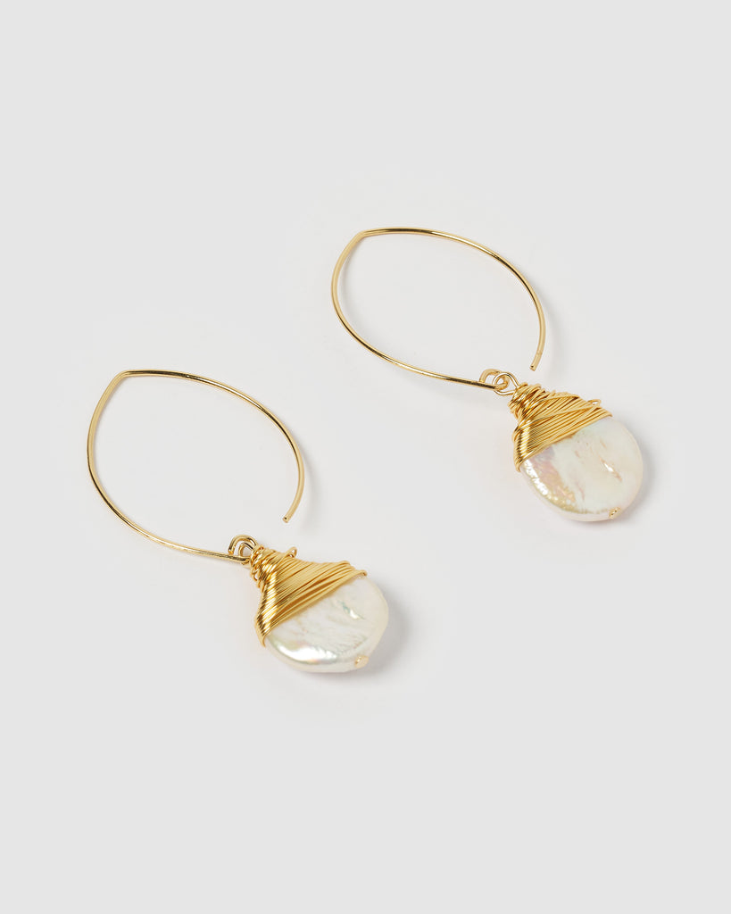 Miz Casa & Co Yara Earrings Freshwater Pearl Gold