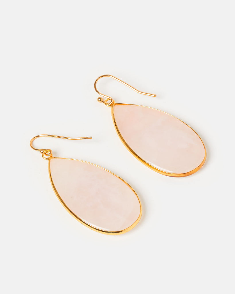 Miz Casa & Co Sea Petal Earrings Rose Quartz Gold