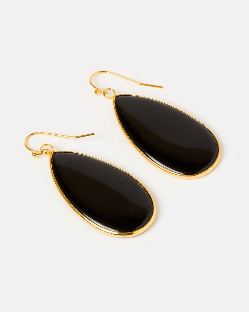 Miz Casa & Co Sea Petal Earrings Onyx Gold