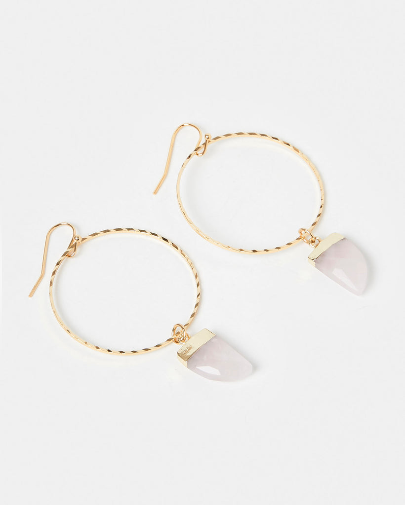 Miz Casa & Co Stone Charm Earrings Gold Pink