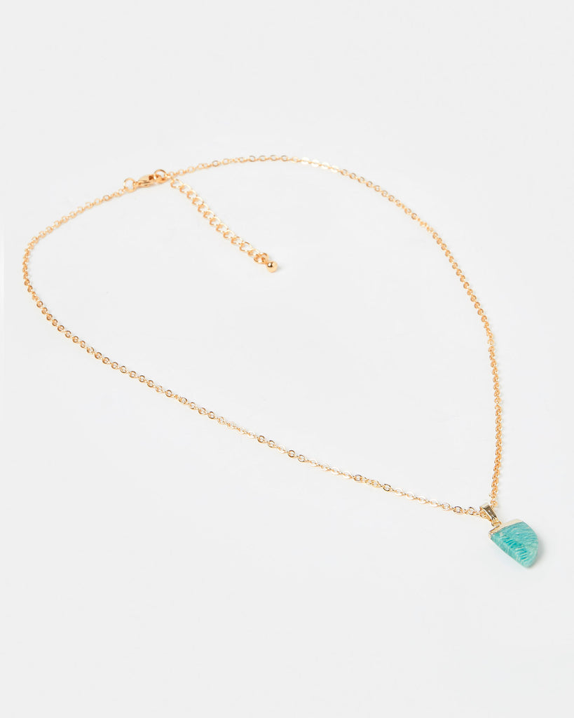 Miz Casa & Co Stone Charm Necklace Gold Turquoise