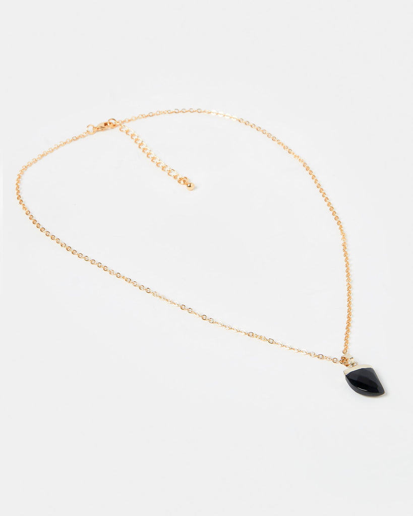 Miz Casa & Co Stone Charm Necklace Gold Black