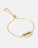 Miz Casa & Co Cowrie Shell Simple Bracelet Gold White