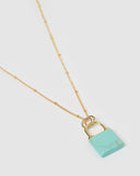 Miz Casa & Co Jess Lock Necklace Gold Turquoise