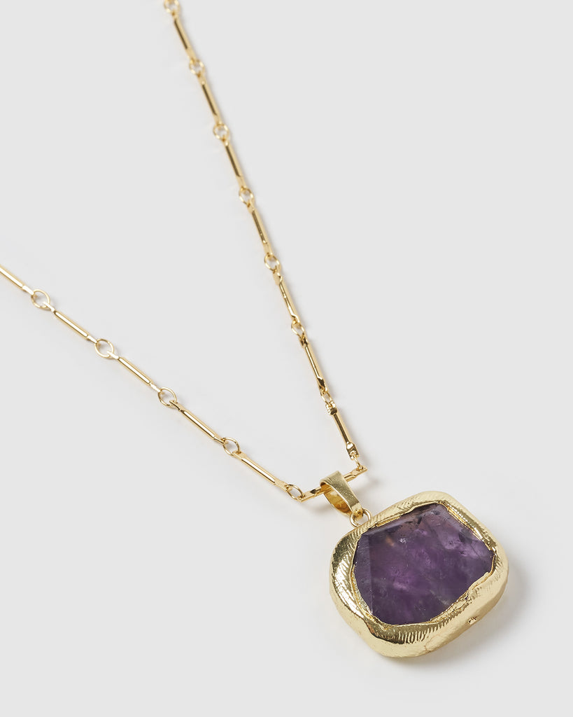 Miz Casa & Co Jewel Charm Necklace Amethyst Gold