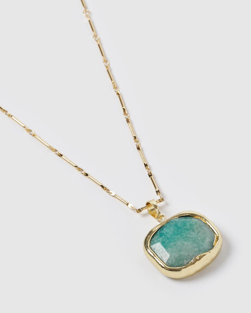 Miz Casa & Co Jewel Charm Necklace Jade Gold