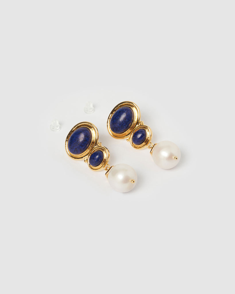 Miz Casa & Co Julia Earrings Gold Blue Lapis