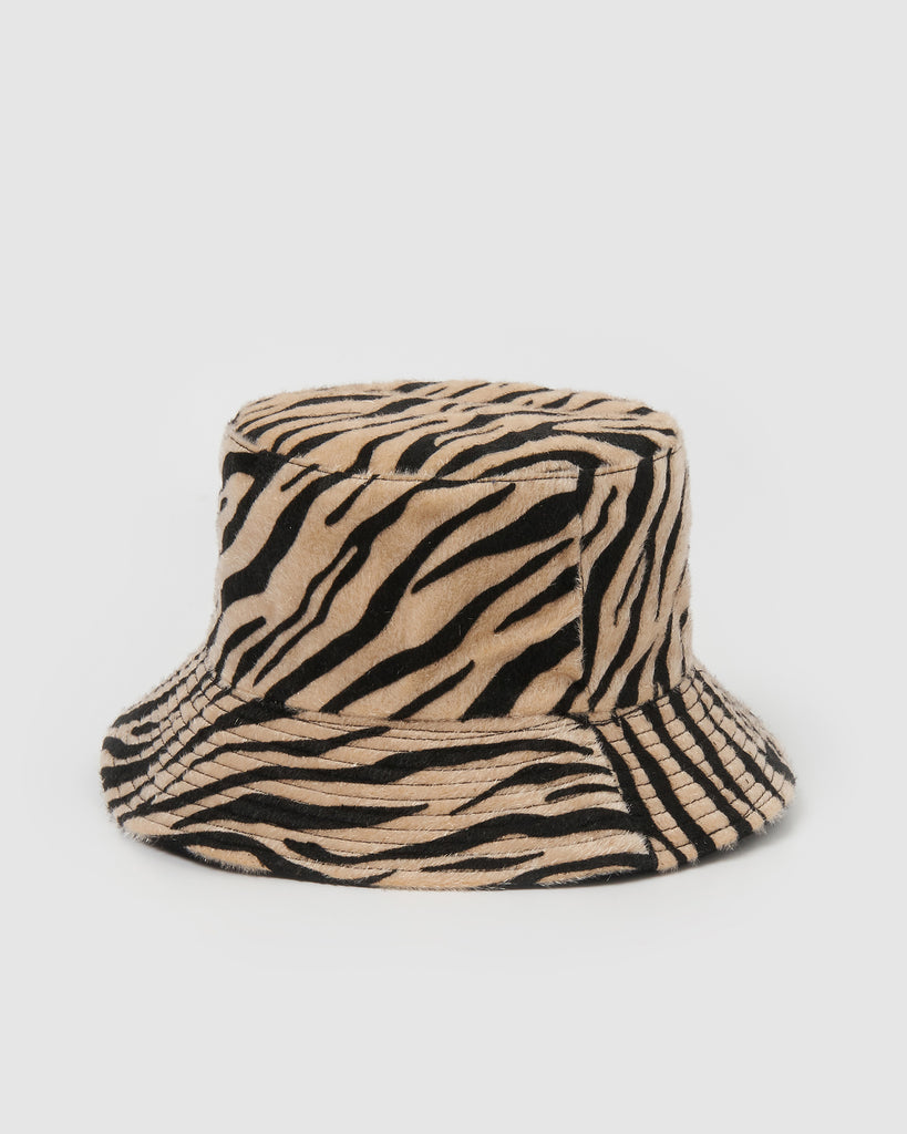 Miz Casa & Co Kailani Bucket Hat Beige Zebra
