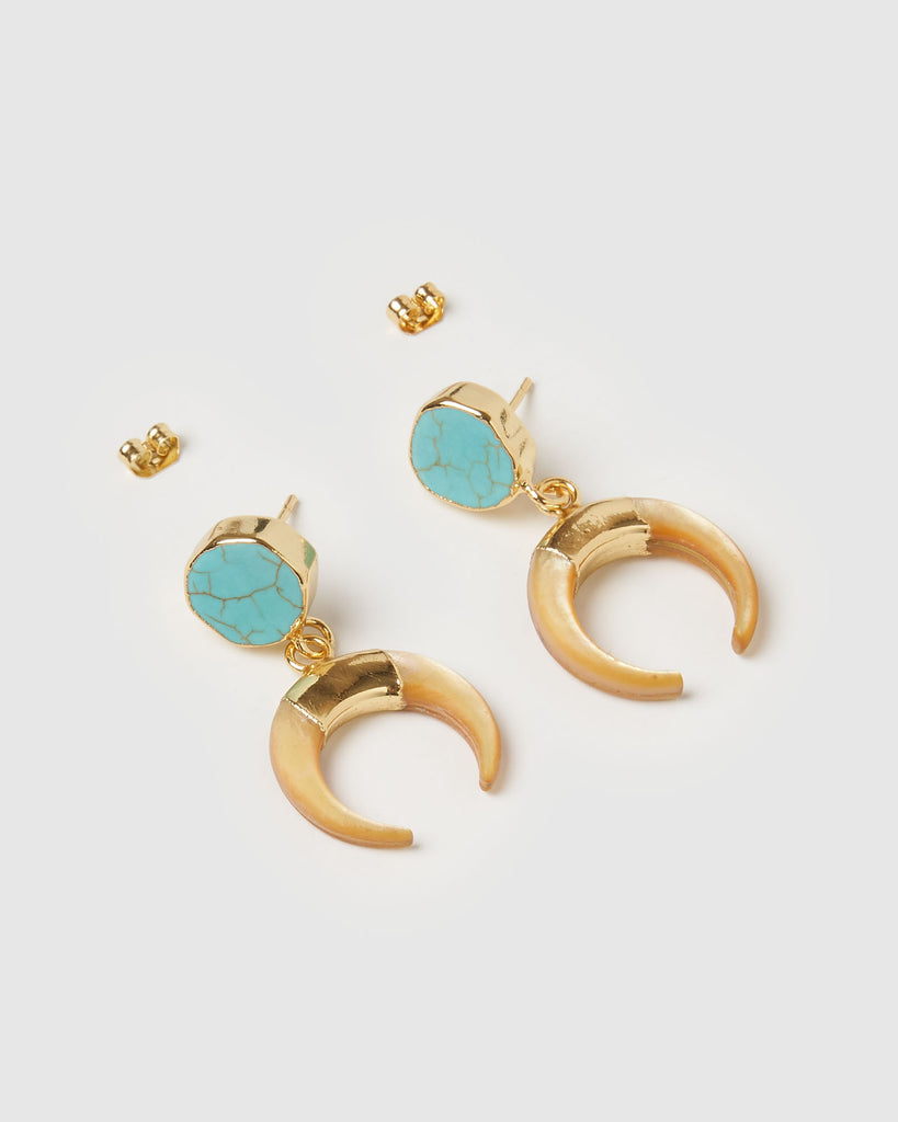 Miz Casa & Co Lucky Charm Earrings Blue Gold