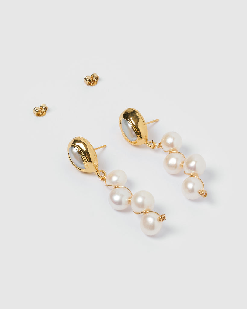 Miz Casa & Co Lady Jane Drop Earrings Gold Pearl