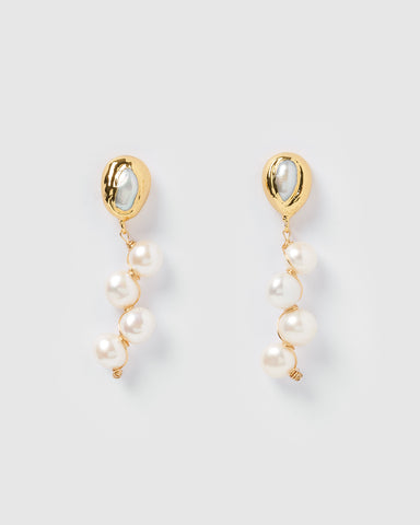 Miz Casa & Co Heiress Pearl Drop Earrings Gold Green
