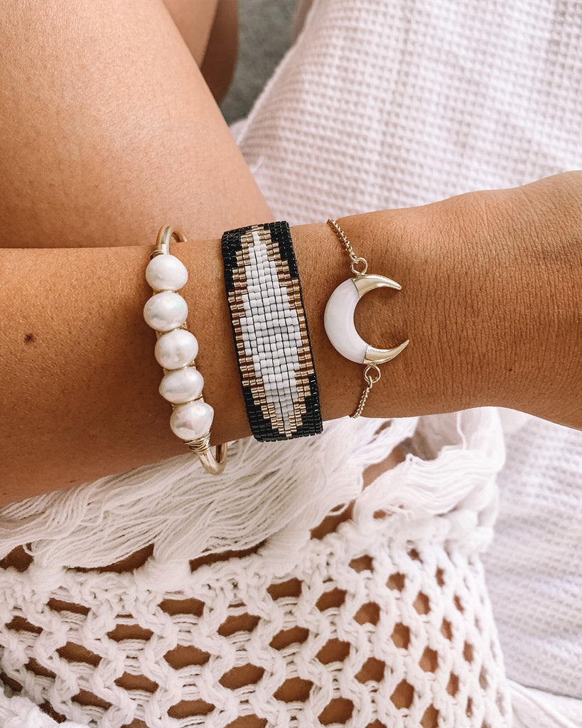 Miz Casa & Co Juliana Cuff Bracelet Gold Pearl
