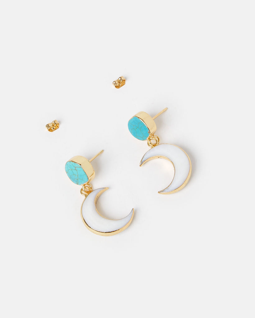 Miz Casa & Co Moon Dance Earrings Blue White