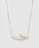 Miz Casa & Co Manifesto Cross Necklace Gold Freshwater Pearl