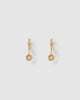Miz Casa & Co Margot Huggie Earrings Antique Gold White Marble
