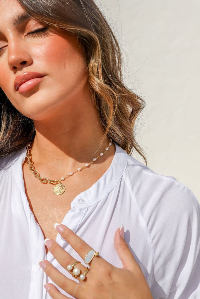Miz Casa & Co Mary Necklace Gold Faux Pearl